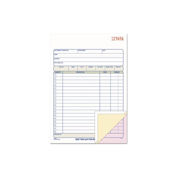Cardinal Brands Adams, Tops Sales/order Book, 7 15/16 X 5 9/16, 3-Part Carbonless, 50PK TC5805 - main